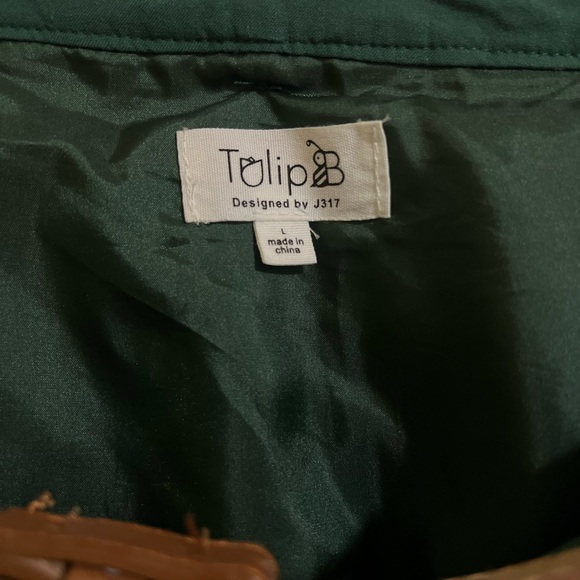 Chic Green A-Line Skirt with Belt - Picture 4 of 9